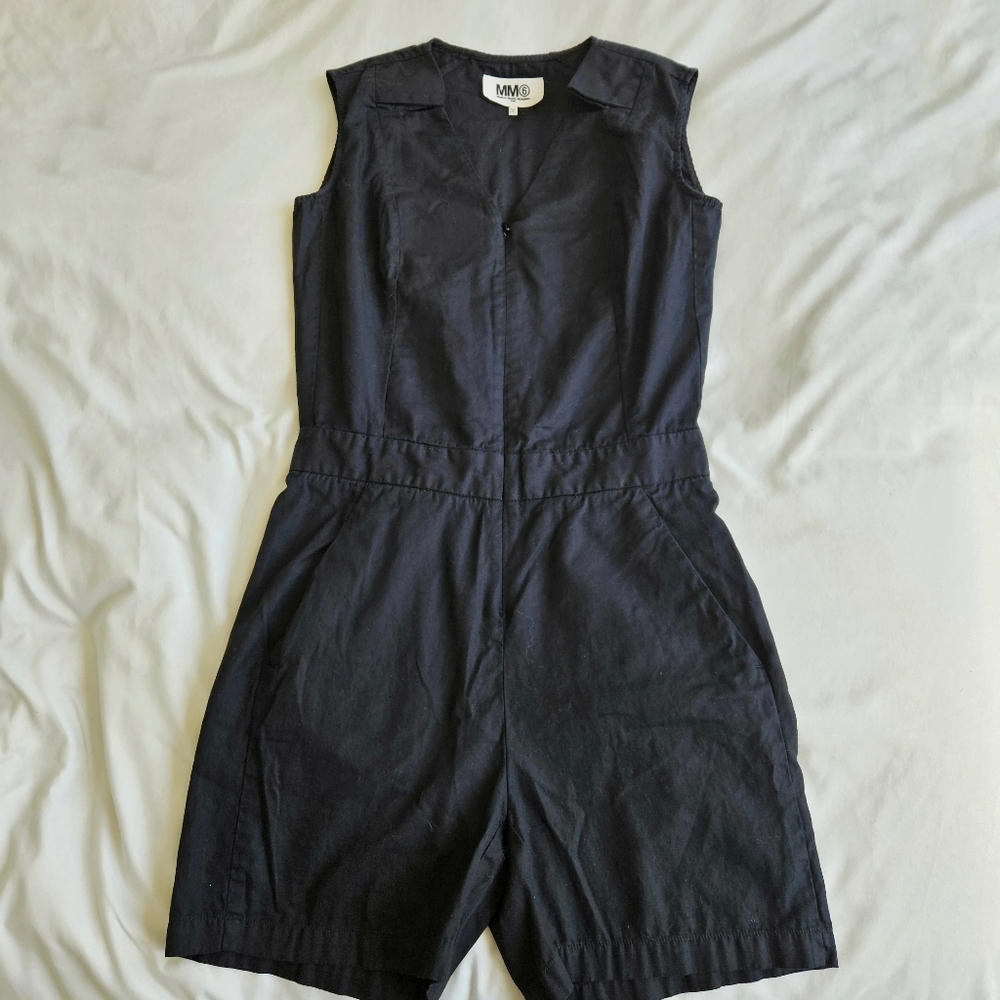 MM6 Maison Martin Margiela Black Sleeveless Zip Front Romper - Picture 3 of 15